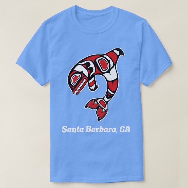 Native American Santa Barbara CA Tribal Orca Kille T-Shirt (Design Front)