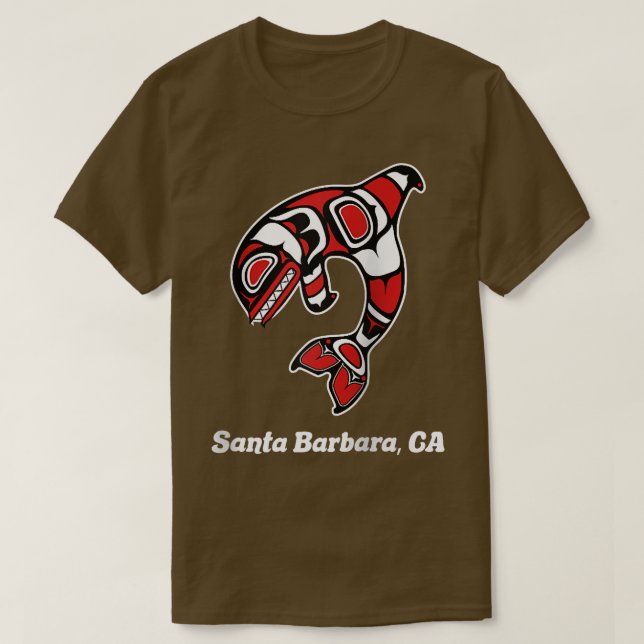 Native American Santa Barbara CA Tribal Orca Kille T-Shirt (Design Front)