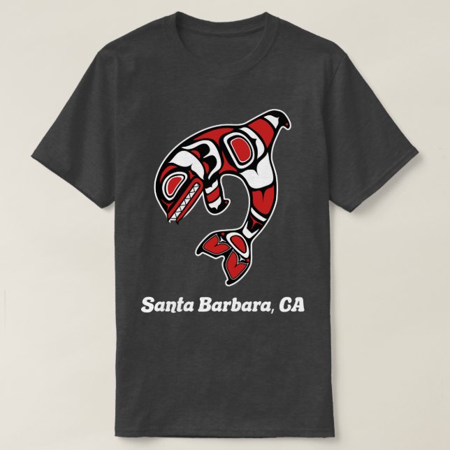 Native American Santa Barbara CA Tribal Orca Kille T-Shirt (Design Front)