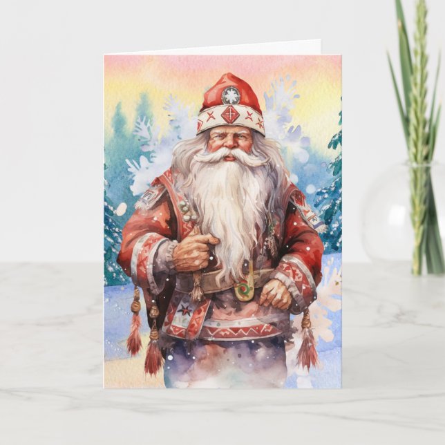 Native American Santa Claus Christmas Card (Front)