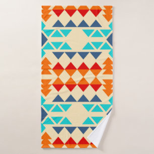 Native american seamless pattern of rhombus and tr bath towel