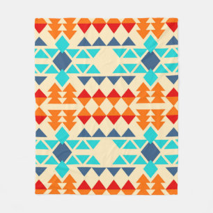 Native american seamless pattern of rhombus and tr fleece blanket