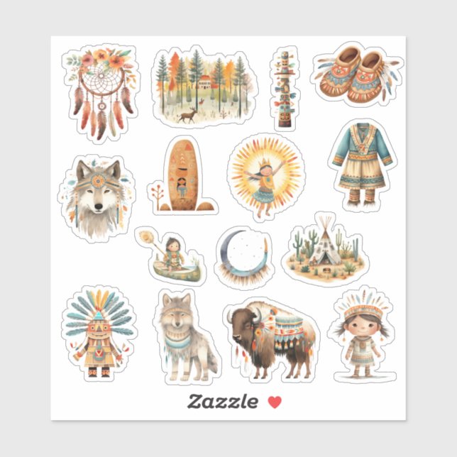 Native American  Set Art Tribe Pack Sticker (Sheet)