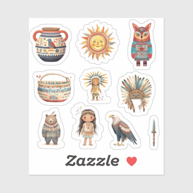 Native American  Set Art Tribe Pack Sticker (Sheet)