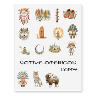 Native American Set Art Tribe Pack Temporary Tattoos