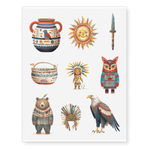 Native American Set Art Tribe Pack Temporary Tattoos