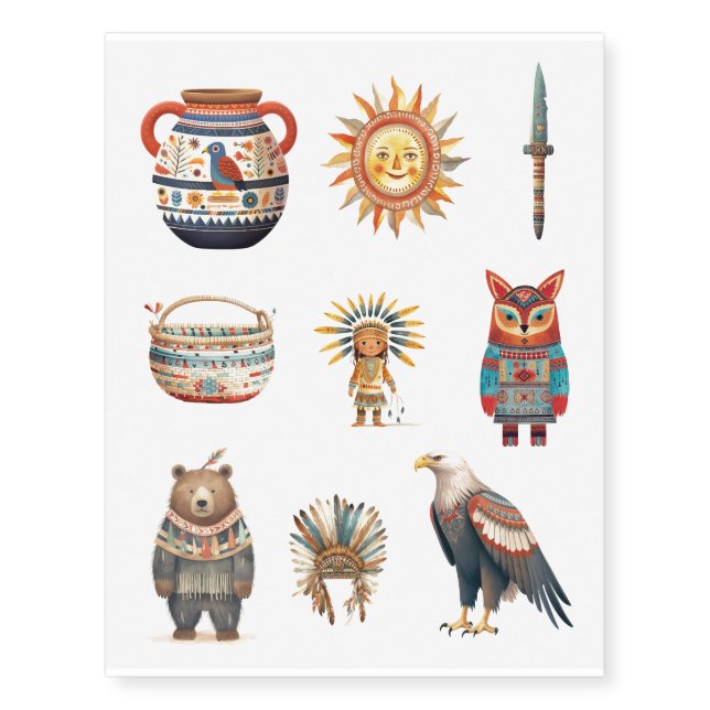 Native American  Set Art Tribe Pack Temporary Tattoos (Front)