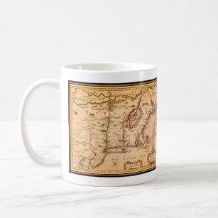Native American Settlements 1600s New England Map  Coffee Mug