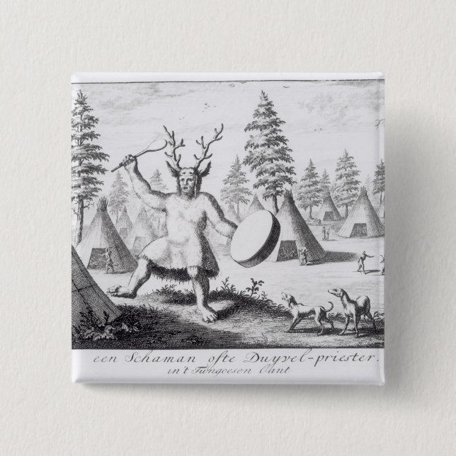 Native American Shaman Pinback Button (Front)