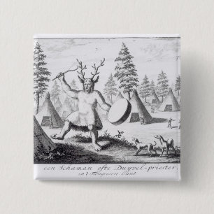 Native American Shaman Pinback Button