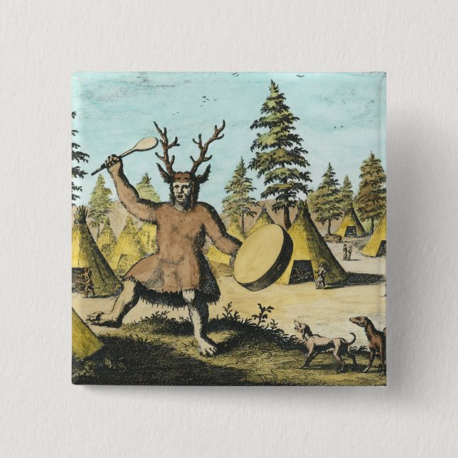 Native American Shaman Pinback Button (Front)