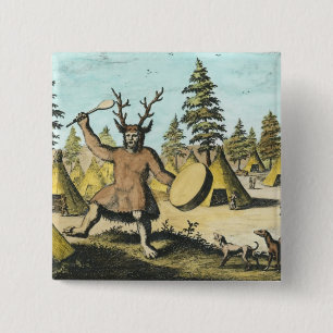 Native American Shaman Pinback Button