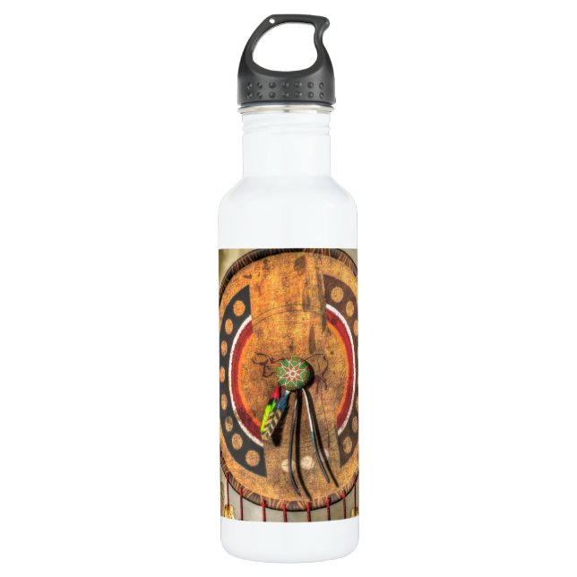 Native American Shield Stainless Steel Water Bottle (Front)