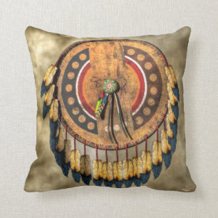 Native American Shield Throw Pillow