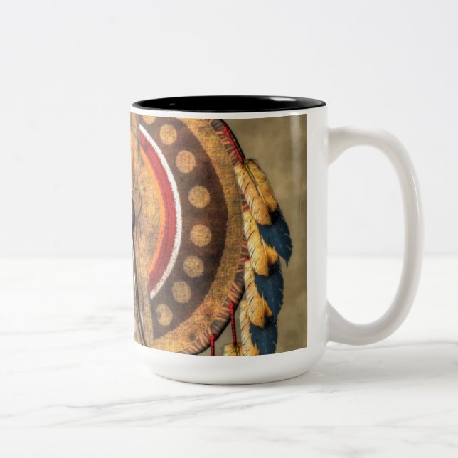 Native American Shield Two-Tone Coffee Mug (Right)