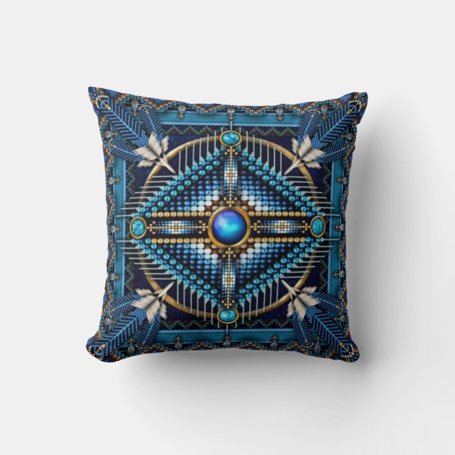 Native American Shower Curtains Throw Pillow (Front)