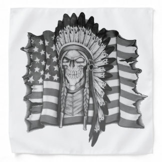 Native American skull and American flag bandana