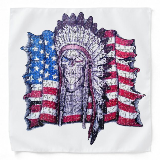 Native American skull and American flag bandana (Front)