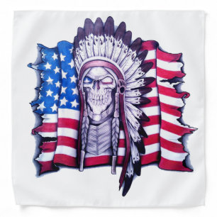 Native American skull and American flag bandana