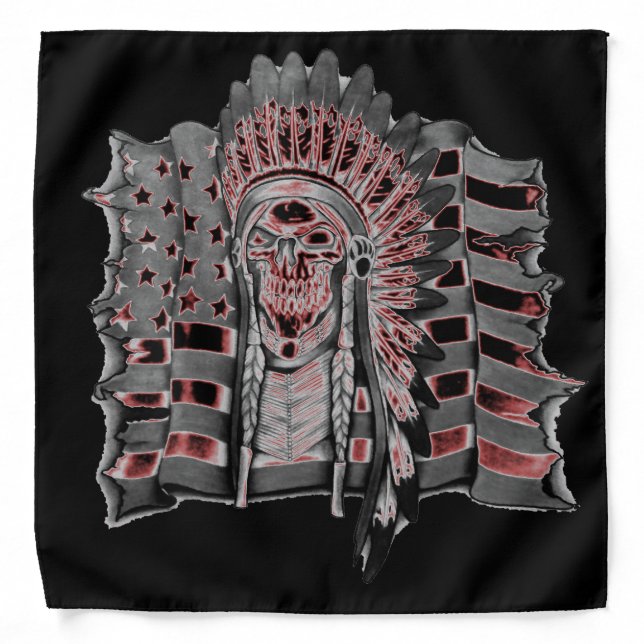 Native American skull and American flag bandana (Front)