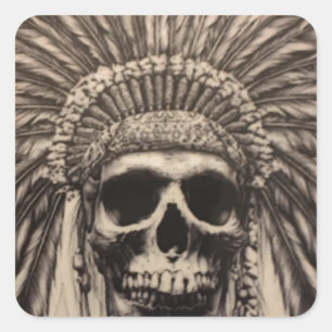 Native American Skull Chief (indian) Square Sticker