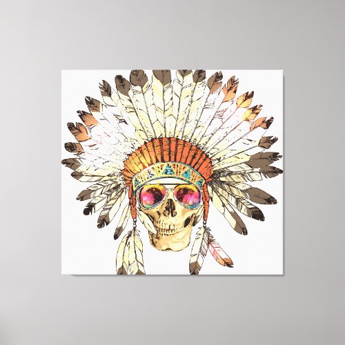 Native American Skull Fashion Illustration Canvas Print