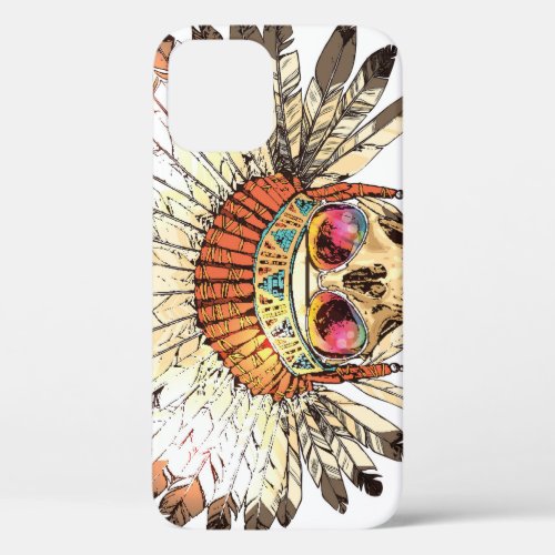 Native American Skull Fashion Illustration iPhone 12 Case