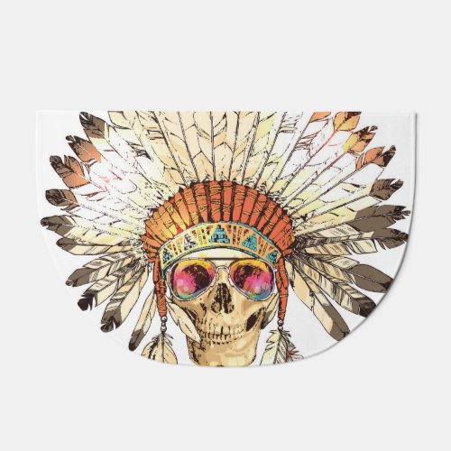 Native American Skull Fashion Illustration Doormat