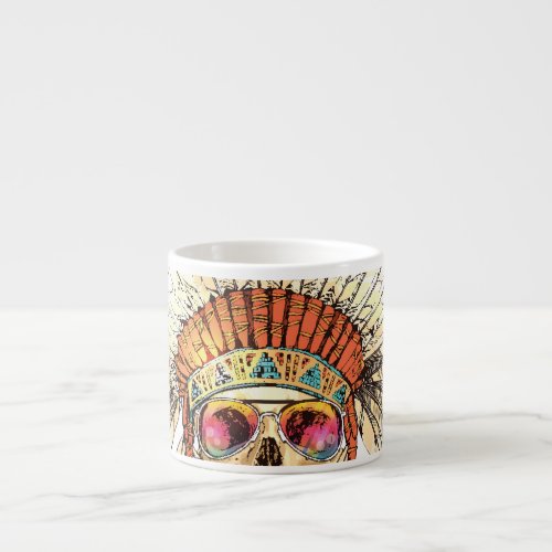 Native American Skull Fashion Illustration Espresso Cup