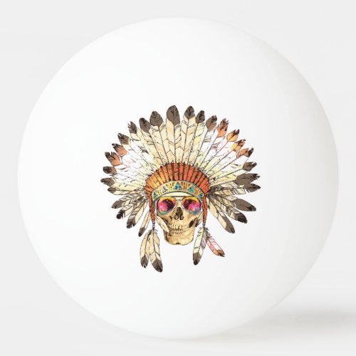 Native American Skull Fashion Illustration Ping Pong Ball
