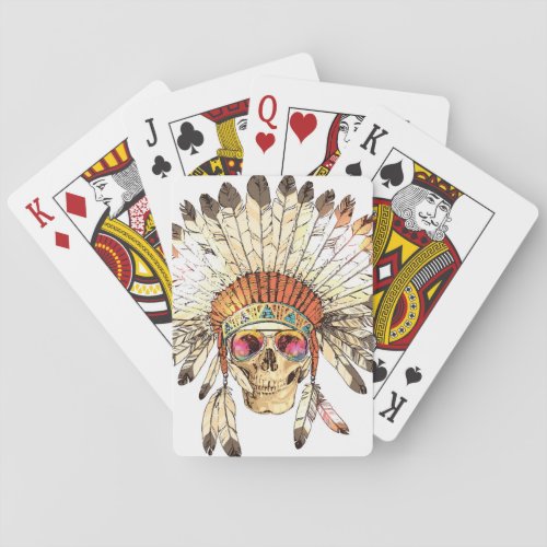 Native American Skull Fashion Illustration Playing Cards