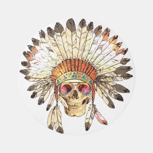 Native American Skull Fashion Illustration Rug