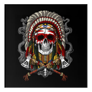 Native American Skull Indian Chief Headdress Acrylic Print