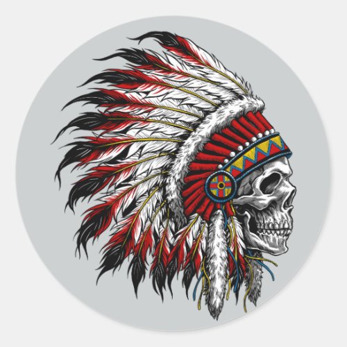 Native American Skull Sticker