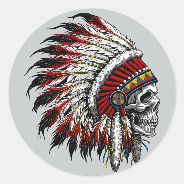 Native American Skull Sticker (Front)