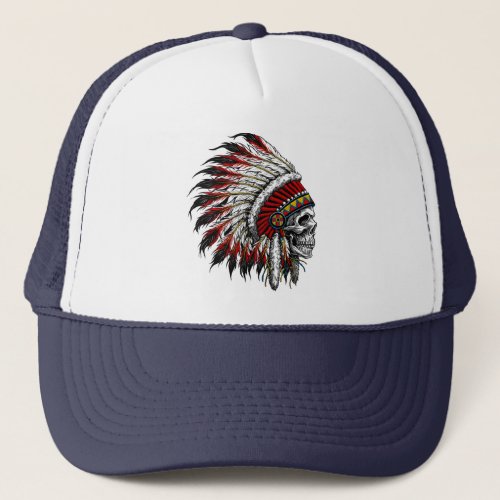 Native American Skull Trucker Hat