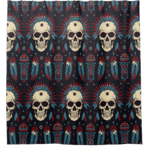 Native American Skulls Shower Curtain