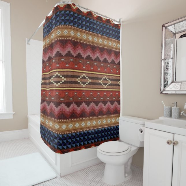 Native American Southwest Colorful Modern Boho Shower Curtain (In Situ)
