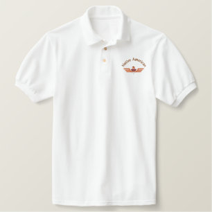 Native American Southwest Eagle Design Embroidered Polo Shirt