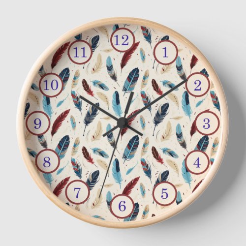 Native American Southwest Feather Pattern Clock