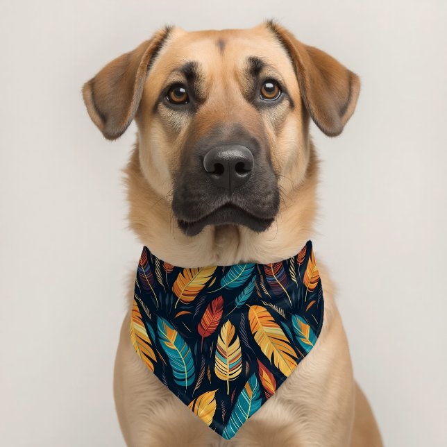 Native American Southwest Style Feather Pattern Pet Bandana Collar (Dog 2)