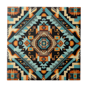 Native American Southwestern Inspired Abstract Ceramic Tile
