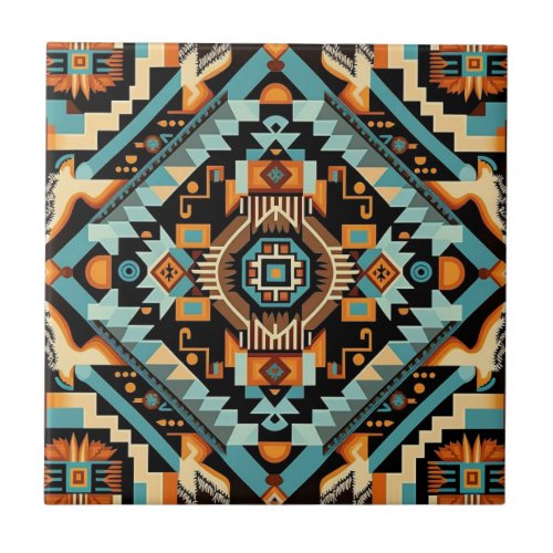 Native American Southwestern Inspired Abstract  Ceramic Tile