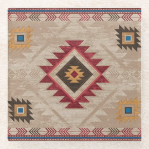 Native American Southwestern Tribal Glass Coaster