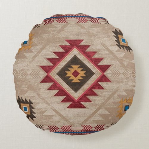 Native American Southwestern Tribal  Round Pillow