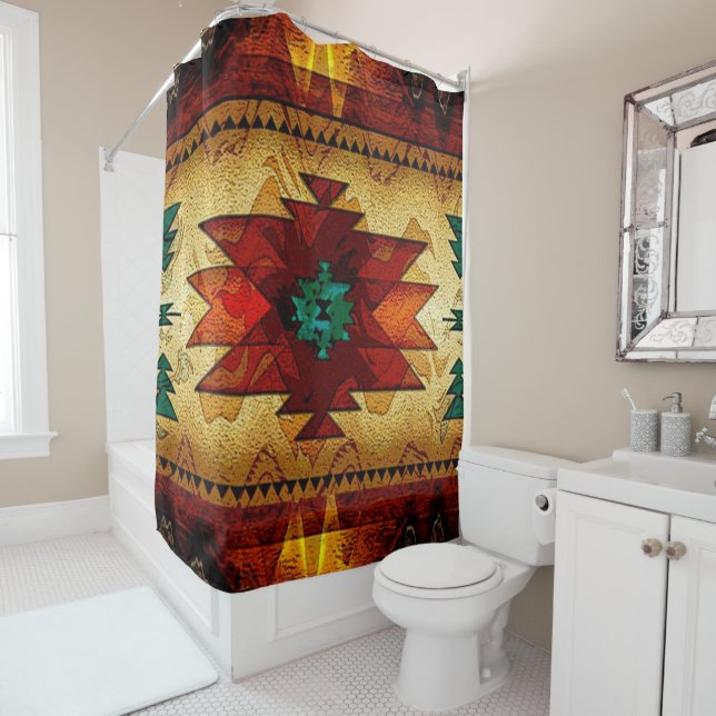 Native American Southwestern Tribal Shower Curtain (In Situ)