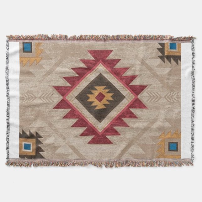 Native American Southwestern Tribal Throw Blanket (Front)