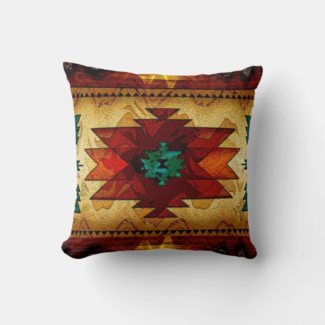 Native American Southwestern Tribal Throw Pillow (Front)
