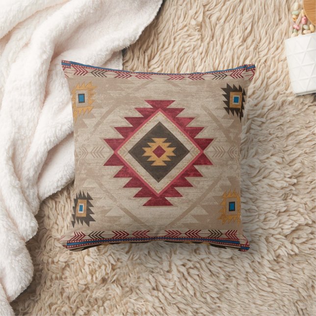 Native American Southwestern Tribal Throw Pillow (Blanket)