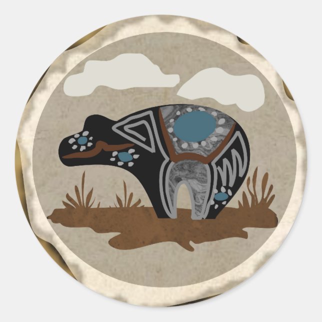 Native American Spirit Bear Classic Round Sticker (Front)